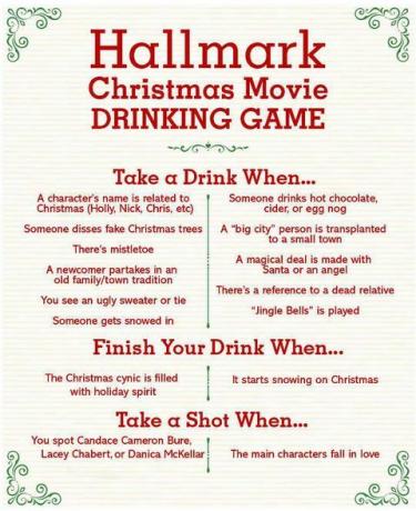 Hallmark Ziemassvētku filmas dzeršanas spēle