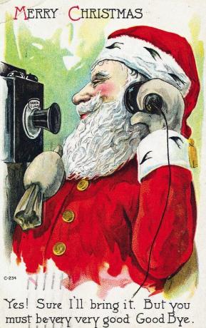 Ziemassvētku vecīša pastkarte, izmantojot tālruni