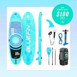 Bluefin SUP 10′8 collu Aura FIT stāvu airēšanas dēļa komplekts — fitnesa un jogas airēšanas dēlis