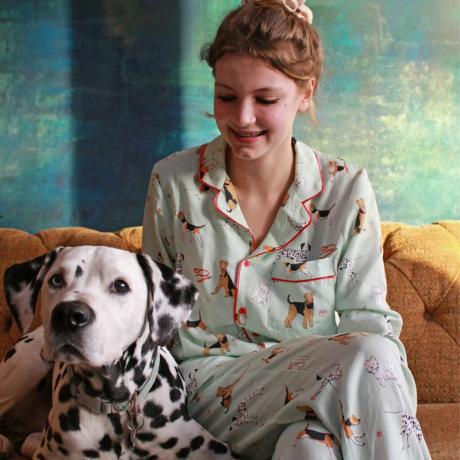 Poppy Dog Print Tencel pidžamas komplekts