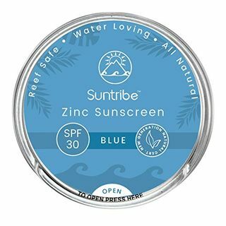 Suntribe Mineral sporta un sejas sauļošanās krēms - SPF 30 - Pilnīgi dabīgs - 100% cinks - Rifs drošs - 4 sastāvdaļas - Ūdensizturīgs (45 g) (zils)