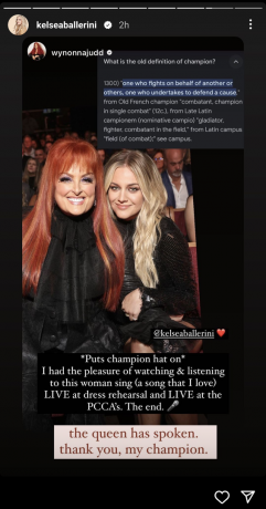 Wynonna Judd aizstāv Kelsea Balerini