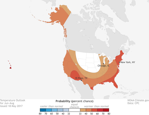 Vasaras karstuma prognoze 2017. gada karte