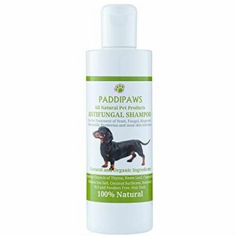 100% dabīgs pretsēnīšu un antibakteriāls šampūns suņiem - rauga infekcijas, cirpējēdes, dermatīts, piodermija - drošs - dabīgs - bez parabēniem un SLS - 250 ml - veikalā pieejama lielāka pudele.